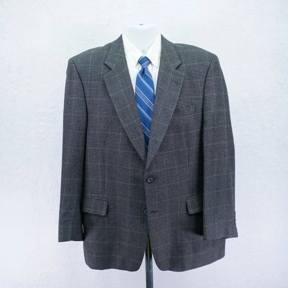 Jos A Bank Gray Houndstooth Yellow Winowpane Soft Tweed Silk Wool 42R Sport Coat - Picture 4 of 12